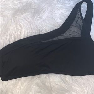 Black One Shoulder Target Bikini Top